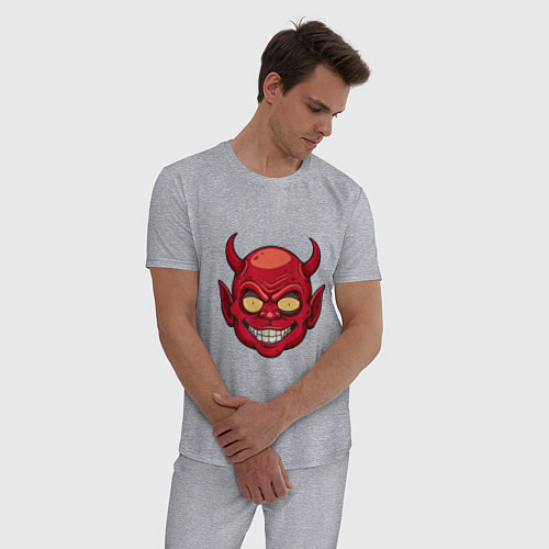 Мужская пижама Красный демон / Меланж – фото 3