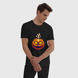 Пижама хлопковая мужская Праздник - Хэллоуин, цвет: черный — фото 2