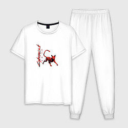 Пижама хлопковая мужская КиберкотCyberpunk, цвет: белый