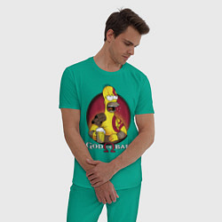 Пижама хлопковая мужская Homer god of bar, цвет: зеленый — фото 2
