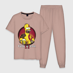 Пижама хлопковая мужская Homer god of bar, цвет: пыльно-розовый