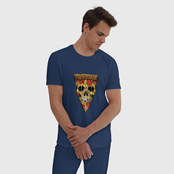 Пижама хлопковая мужская Pizza - Skull, цвет: тёмно-синий — фото 2