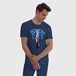 Пижама хлопковая мужская Слон с тесаком, цвет: тёмно-синий — фото 2