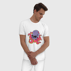 Пижама хлопковая мужская Skull Octopus, цвет: белый — фото 2
