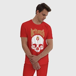 Пижама хлопковая мужская DEFTONES С ЧЕРЕПОМ, цвет: красный — фото 2