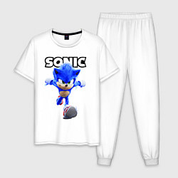 Пижама хлопковая мужская Sonic the Hedgehog 2022, цвет: белый