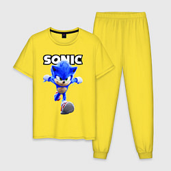 Пижама хлопковая мужская Sonic the Hedgehog 2022, цвет: желтый