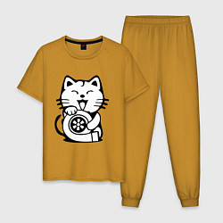 Пижама хлопковая мужская JDM Cat & Engine Japan, цвет: горчичный