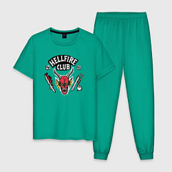 Пижама хлопковая мужская Hellfire Club Sticker Stranger Things 4, цвет: зеленый