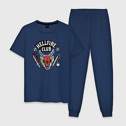 Пижама хлопковая мужская Hellfire Club Sticker Stranger Things 4, цвет: тёмно-синий