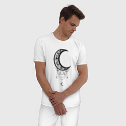Пижама хлопковая мужская Луна Оберег в стиле Мандала, цвет: белый — фото 2
