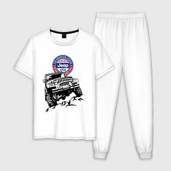 Пижама хлопковая мужская Jeep The American Legend Джип Американская легенда, цвет: белый