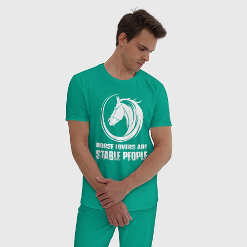 Мужская пижама Любители лошадей стойкие люди / Зеленый – фото 3