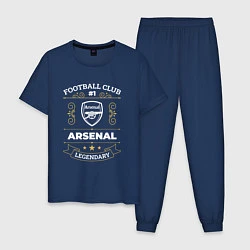 Пижама хлопковая мужская Arsenal: Football Club Number 1, цвет: тёмно-синий