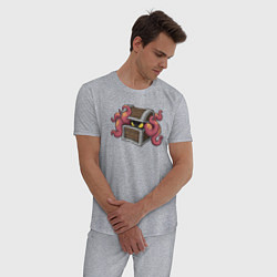 Пижама хлопковая мужская Осьминог в сундуке, цвет: меланж — фото 2