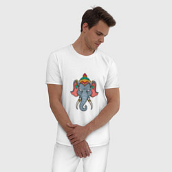 Пижама хлопковая мужская Индия - Слон, цвет: белый — фото 2