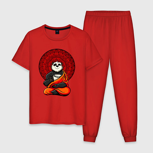 Мужская пижама Медитация панды Дзен / Красный – фото 1