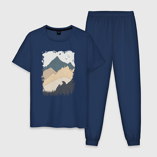 Мужская пижама Две медведя на скале / Тёмно-синий – фото 1