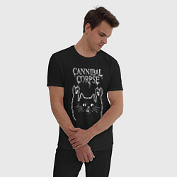 Пижама хлопковая мужская Cannibal Corpse Рок кот, цвет: черный — фото 2