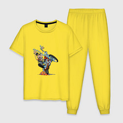 Пижама хлопковая мужская THE RECKLESS BIKER, цвет: желтый