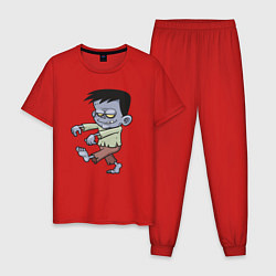 Пижама хлопковая мужская Walking Zombie, цвет: красный