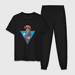 Пижама хлопковая мужская Ворон в треугольнике из бравл старс, цвет: черный