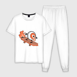 Пижама хлопковая мужская AN ALL-SEEING EYE ON A SKATEBOARD, цвет: белый