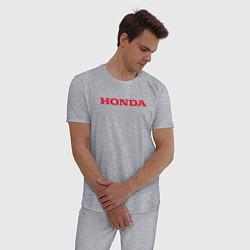 Пижама хлопковая мужская HONDA ХОНДА LOGO спина, цвет: меланж — фото 2