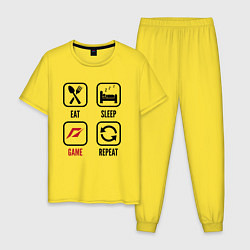 Пижама хлопковая мужская Eat Sleep Need for Speed Repeat цвета желтый — фото 1