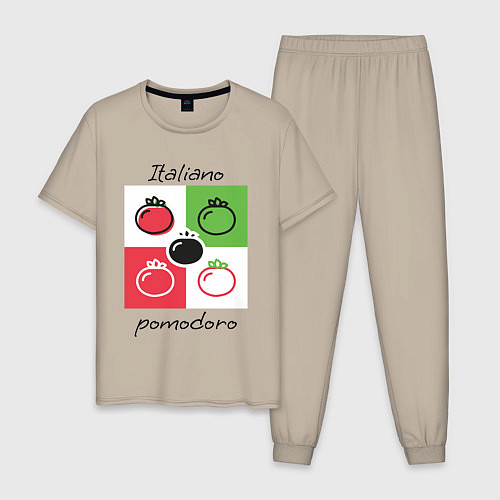 Мужская пижама Italiano Pomodoro, любовь к Италии, пицце и томата / Миндальный – фото 1
