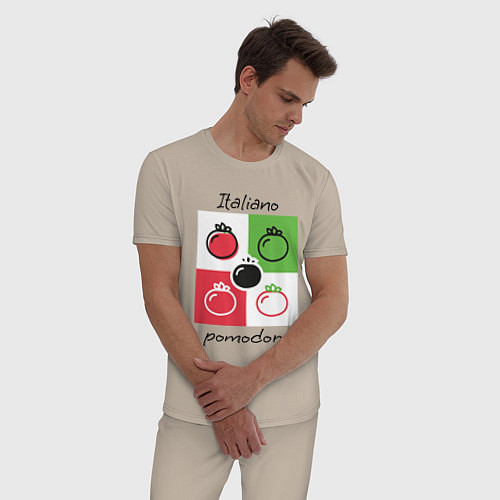 Мужская пижама Italiano Pomodoro, любовь к Италии, пицце и томата / Миндальный – фото 3