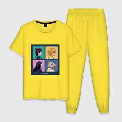 Пижама хлопковая мужская Клинок, рассекающий демонов Истребитель демонов Ан, цвет: желтый