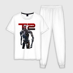 Пижама хлопковая мужская Terminator 2 - T800, цвет: белый