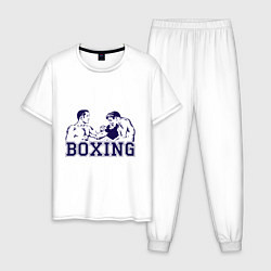 Пижама хлопковая мужская Бокс Boxing is cool, цвет: белый