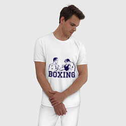 Пижама хлопковая мужская Бокс Boxing is cool, цвет: белый — фото 2