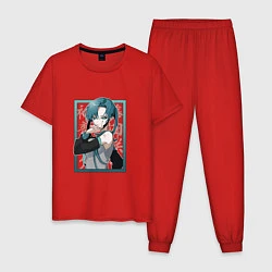 Пижама хлопковая мужская Hatsune Miku Drain, цвет: красный