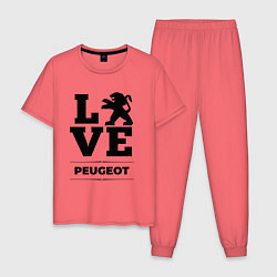 Пижама хлопковая мужская Peugeot Love Classic, цвет: коралловый