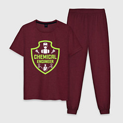 Пижама хлопковая мужская Инженер-химик, цвет: меланж-бордовый