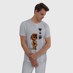 Пижама хлопковая мужская Оранжевый робот с логотипом LDR, цвет: меланж — фото 2