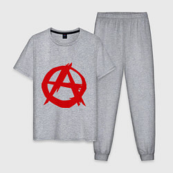 Пижама хлопковая мужская Символ анархии, цвет: меланж