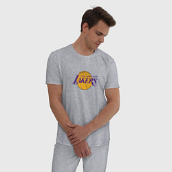 Пижама хлопковая мужская Лос-Анджелес Лейкерс NBA, цвет: меланж — фото 2