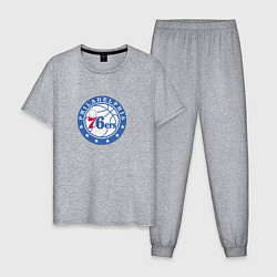 Пижама хлопковая мужская Филадельфия Севенти Сиксерс NBA, цвет: меланж