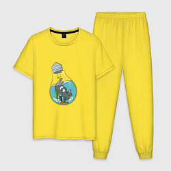 Пижама хлопковая мужская NAVY SEAL IN A LIGHT BULB, цвет: желтый