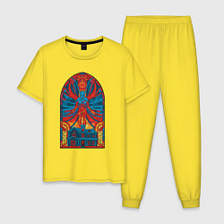Пижама хлопковая мужская Stranger Things Vecna Векна Витражное окно, цвет: желтый