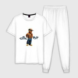 Пижама хлопковая мужская Tupac Rip, цвет: белый