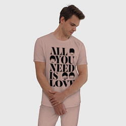 Пижама хлопковая мужская ALL YOU NEED IS LOVE THE BEATLES, цвет: пыльно-розовый — фото 2