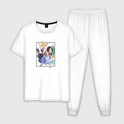 Пижама хлопковая мужская ЭЛЬМА И КОБАЯШИ Дракорничная госпожи Кобаяси, цвет: белый