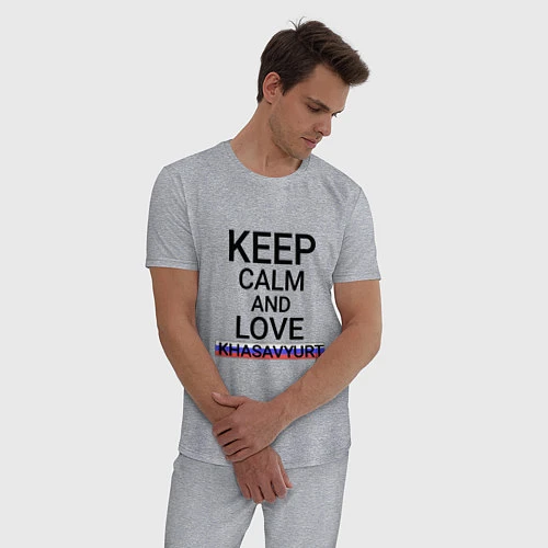Мужская пижама Keep calm Khasavyurt Хасавюрт / Меланж – фото 3