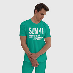 Пижама хлопковая мужская March Of The Dogs - Sum 41, цвет: зеленый — фото 2