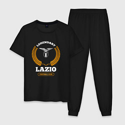 Пижама хлопковая мужская Лого Lazio и надпись Legendary Football Club, цвет: черный